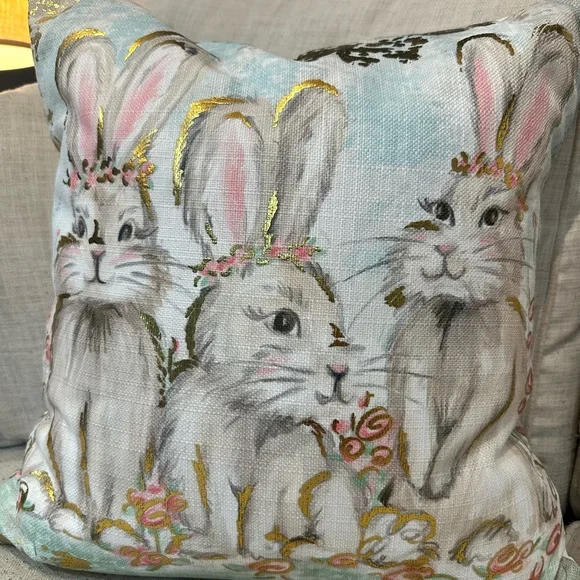 Whimsical Bunny Decorative Pillow - Picture 2 of 8
